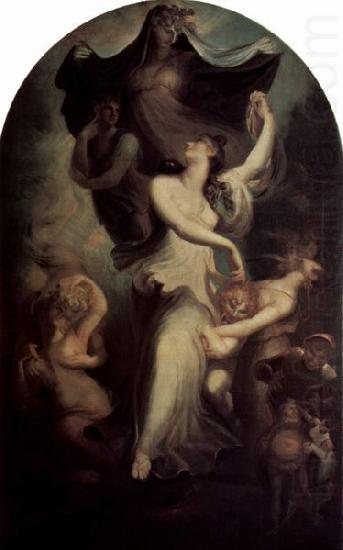 Euphrosyne vor der Phantasie und der Temperantia, Henry Fuseli